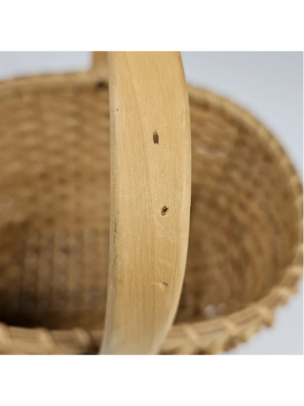 Vintage Native American Wabanaki Ash Splint Basket Curly Porcupine Weave 10